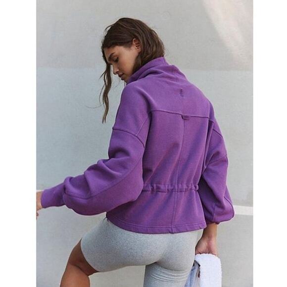 Free People Movement Remi Pullover Sweatshirt High Neck Purple Size Small NEW - Picture 2 of 12